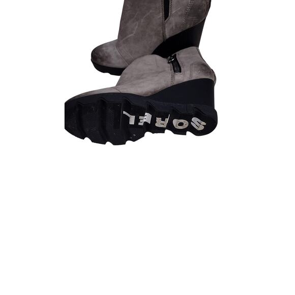 Sorel Joan Of Arctic Wedge II Boots Womens Size 7.5 Gray Waterproof Leather Zip - Picture 5 of 10